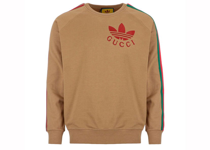 Mikina Gucci x Adidas Trefoil Sweatshirt Beige Hnedá | 691638 XJEML 2184