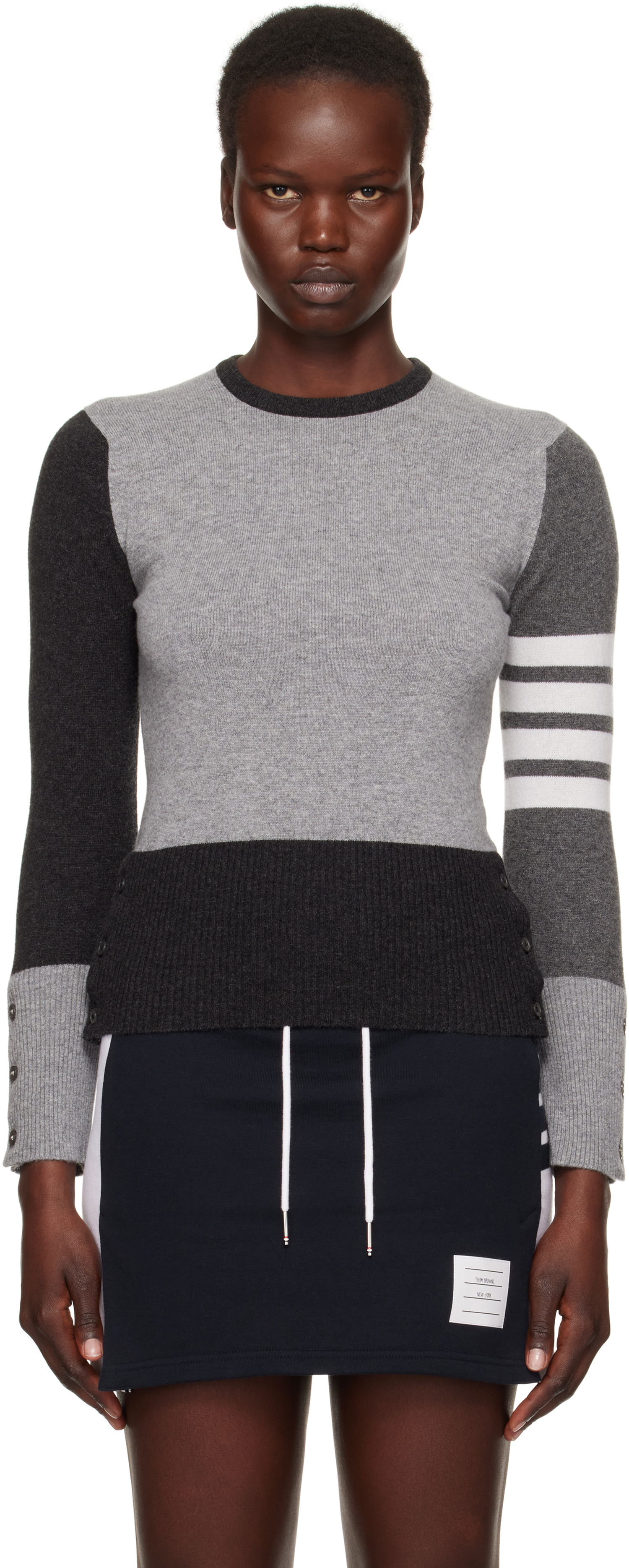 Sveter Thom Browne Colorblock Crew Neck Sweater Šedá | FKA001F-00011, 0