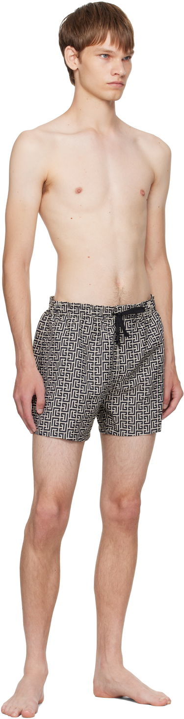 Plavky Balmain Balmain Monogram Swim Shorts Béžová | BWB671500, 3