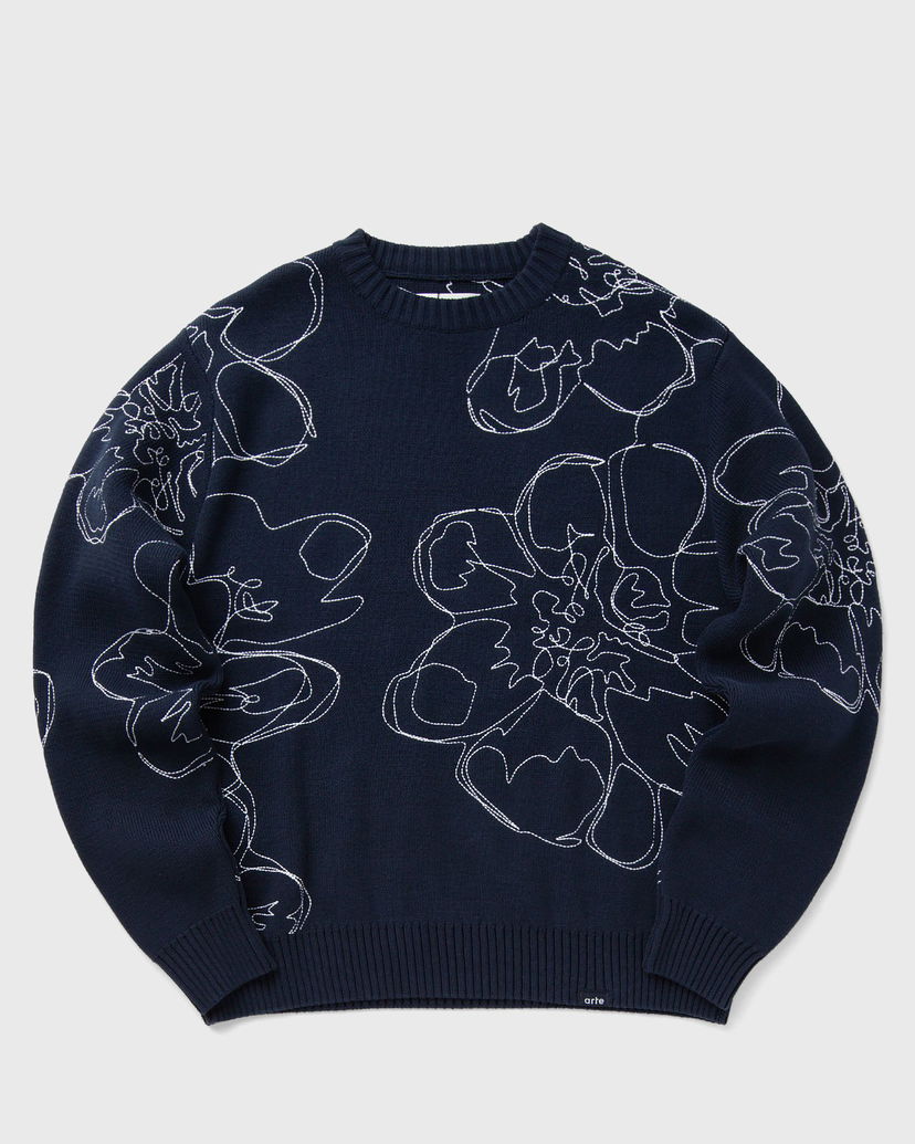 Sveter Arte Antwerp Flower Stitch Allover Knit Modrá | AW24-156K-NAVY