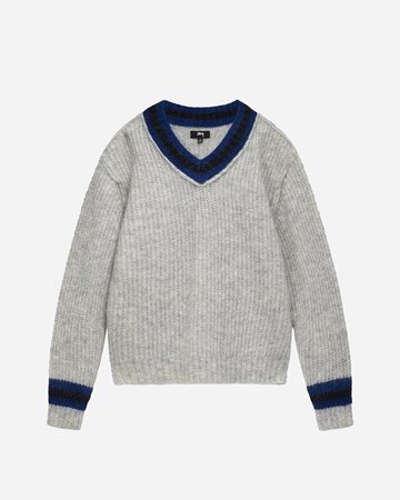 Sveter Stüssy Mohair Tennis Sweater Šedá | 117142-0016, 0