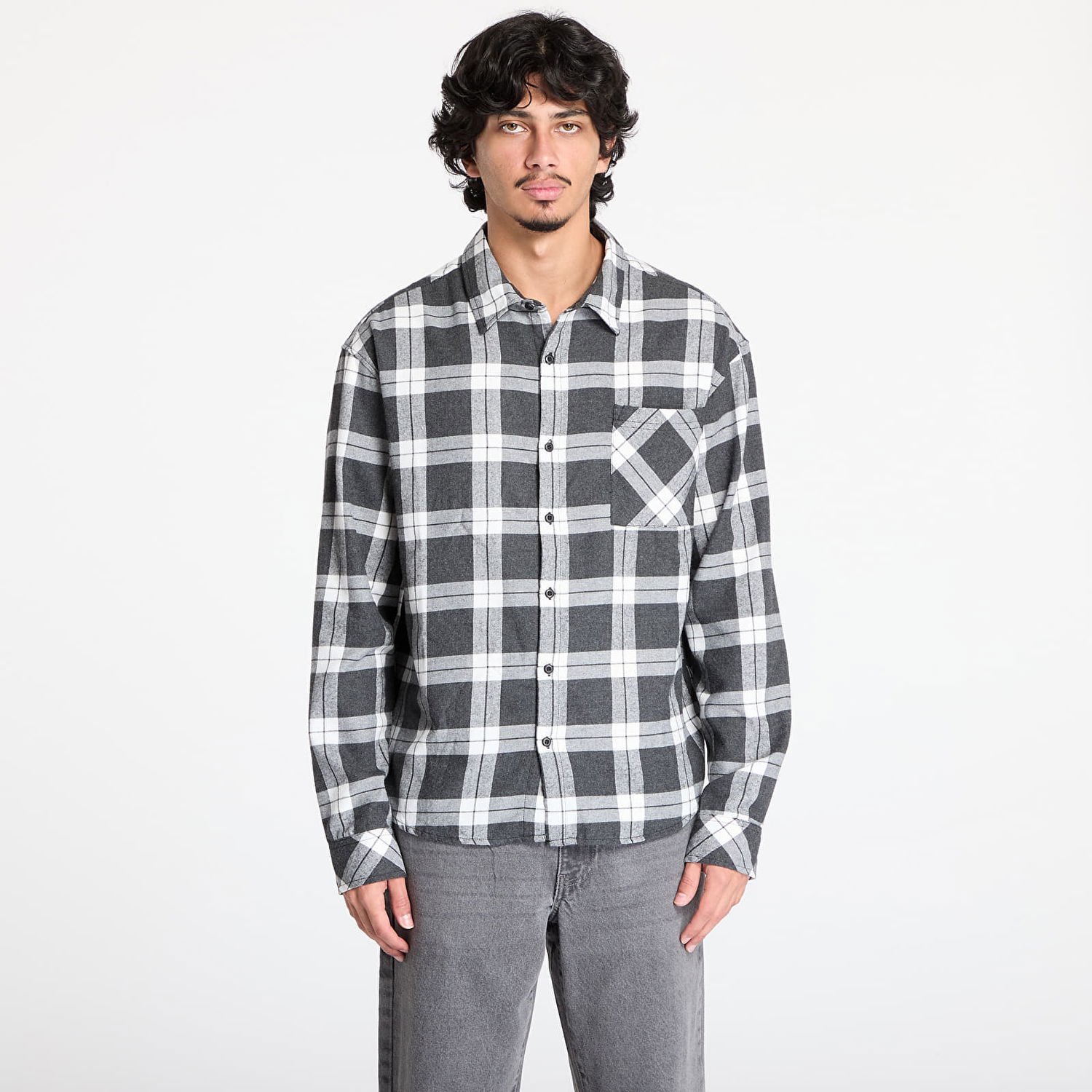 Košeľa Urban Classics Shirt Boxy Checked Šedá | TB6325-01219, 0