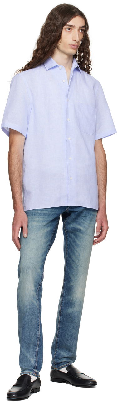 Košeľa BOSS BECKHAM x BOSS Regular-Fit Linen Shirt Modrá | 50548868, 4