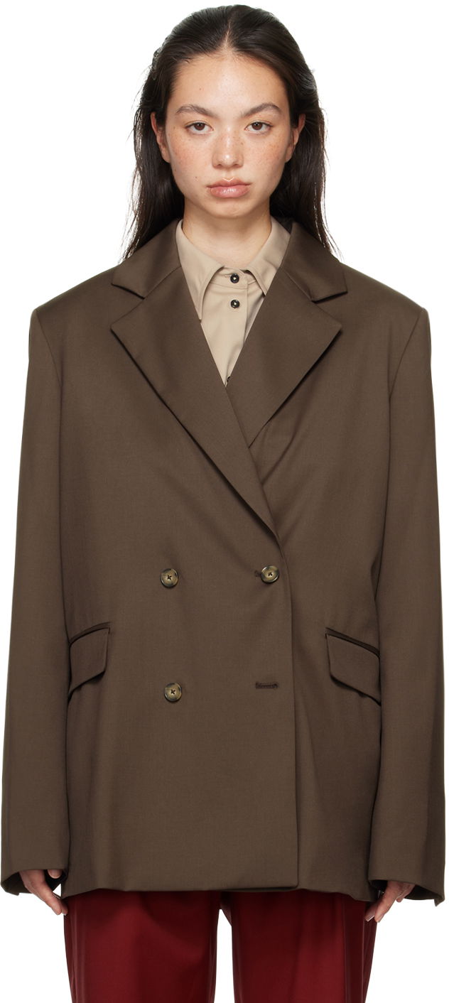 Bunda Loulou de Saison Loulou de Saison Donau Double-Breasted Blazer Hnedá | DONAU, 0