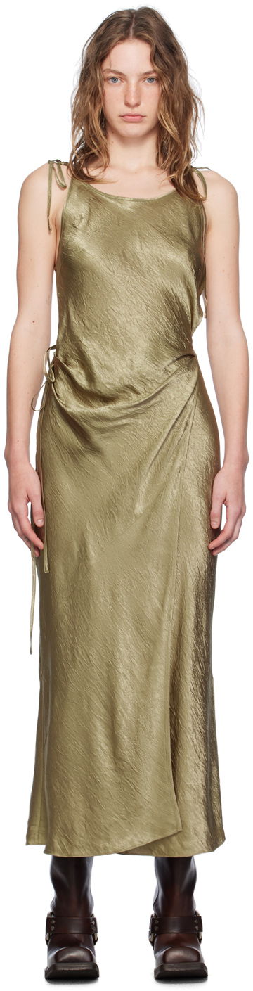 Šaty Acne Studios Khaki Wrap Maxi Dress Zelené | A20752-, 0