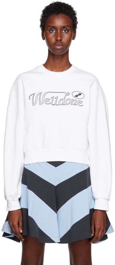 Mikina We11done Cropped Graphic Sweatshirt Biela | WD-TS3-22-860-W-WH, 0