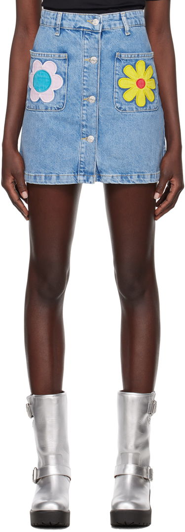 Sukňa Moschino Moschino Jeans Flowers Denim Miniskirt Modrá | 0103 3236, 0