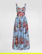 Dolce & Gabbana Flower Bouquet-print Pleated Maxi Dress