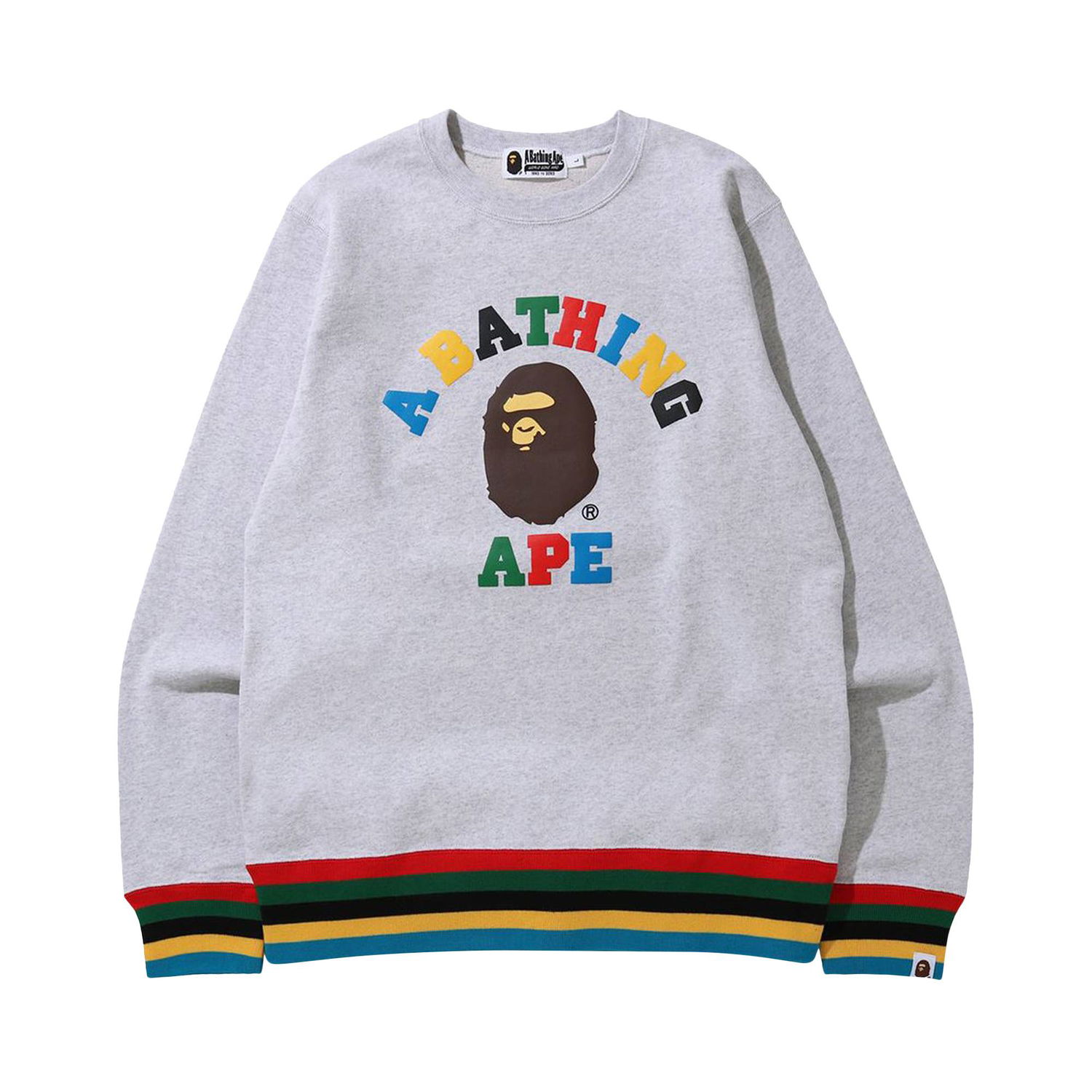 Sveter BAPE College Line Rib Crewneck Šedá | 1G30 113 005 GREY, 1
