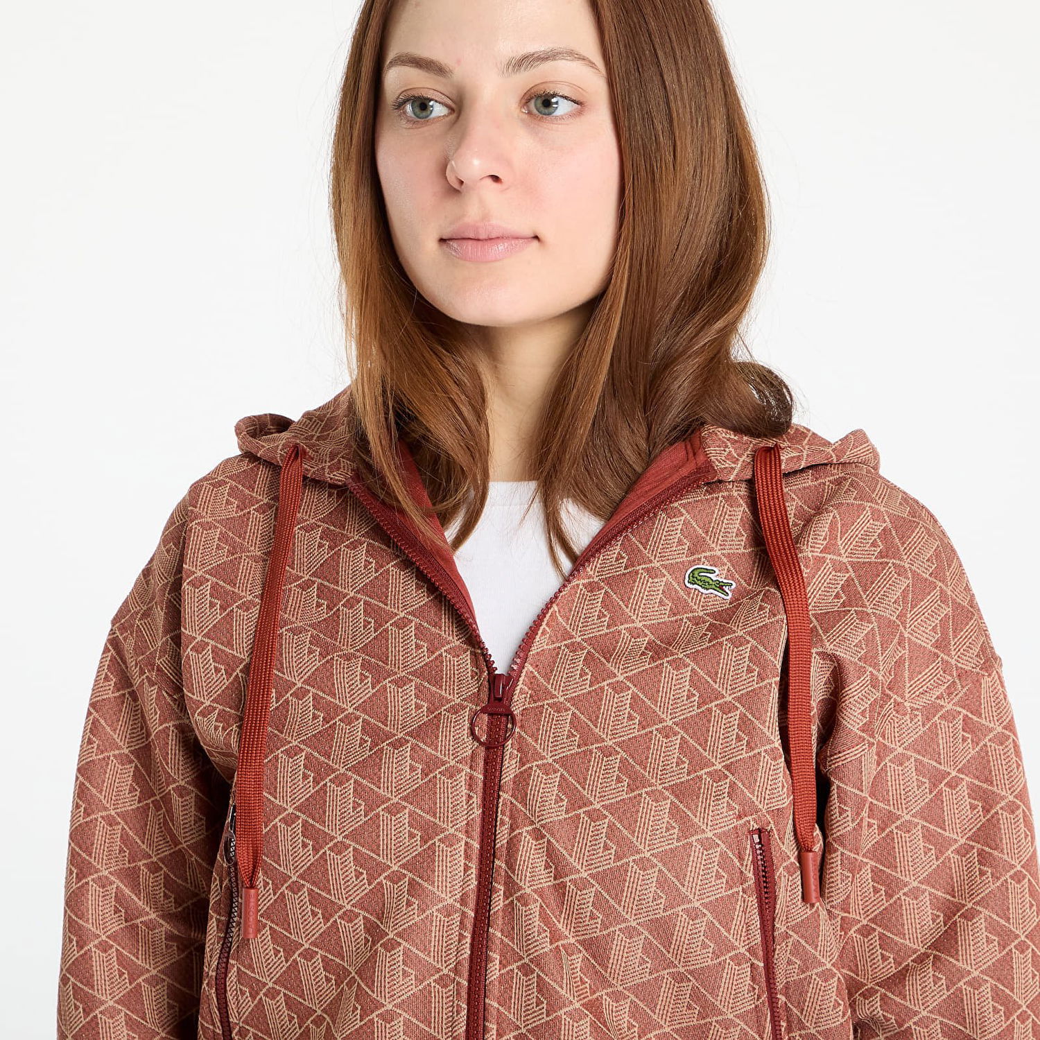 Mikina Lacoste Lacoste Jacquard Cropped Hoodie Oranžová | SF7606 GTI, 1