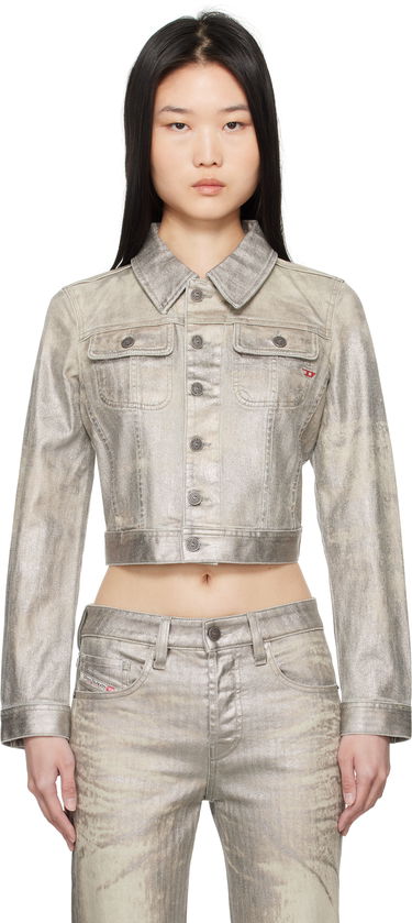 Džínsy Diesel Metallic Denim Crop Jacket Metalická | A14796 0CBCZ DE-SLIMMY-S1 VESTE, 0
