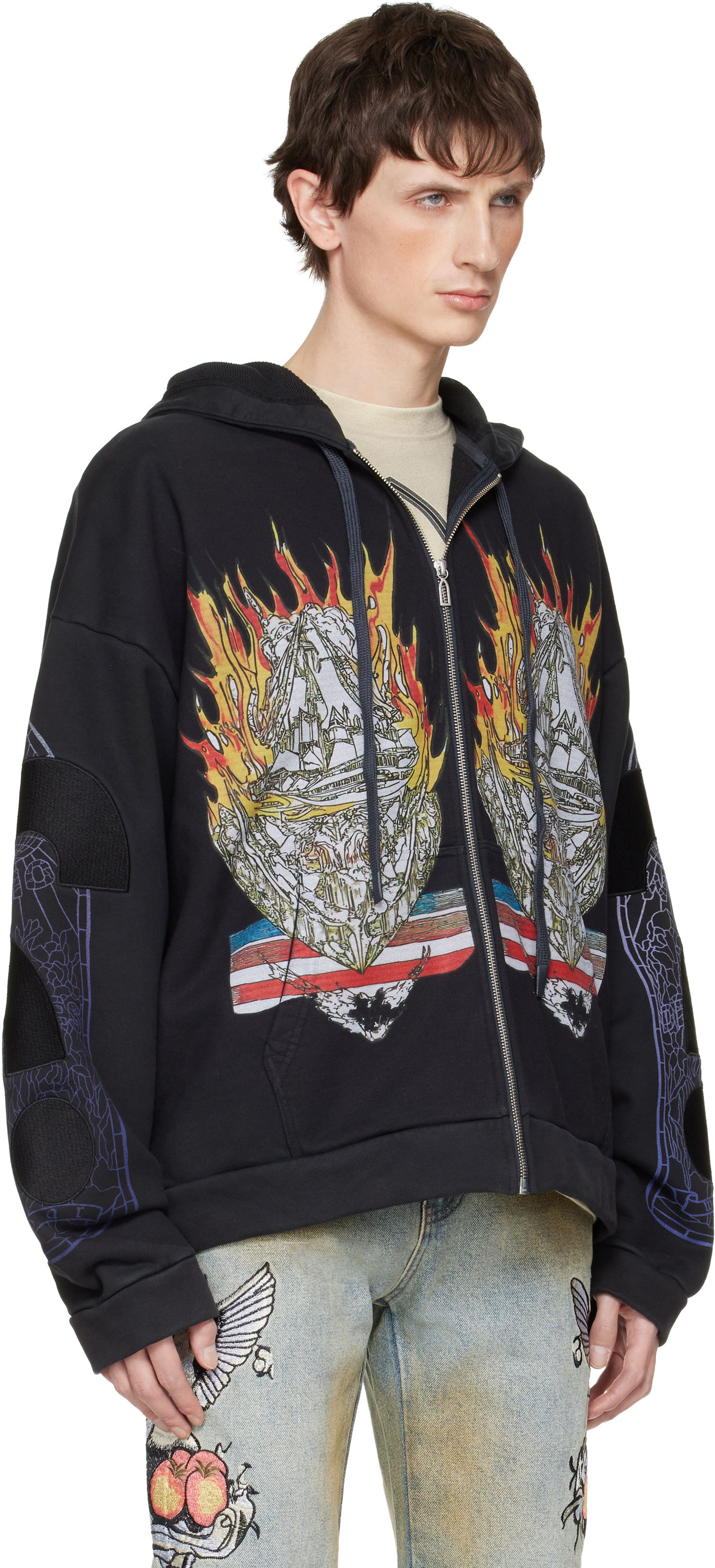 Mikina Who Decides War Engulfed Memories Zip Up Hoodie Čierna | 111015002FW25, 1