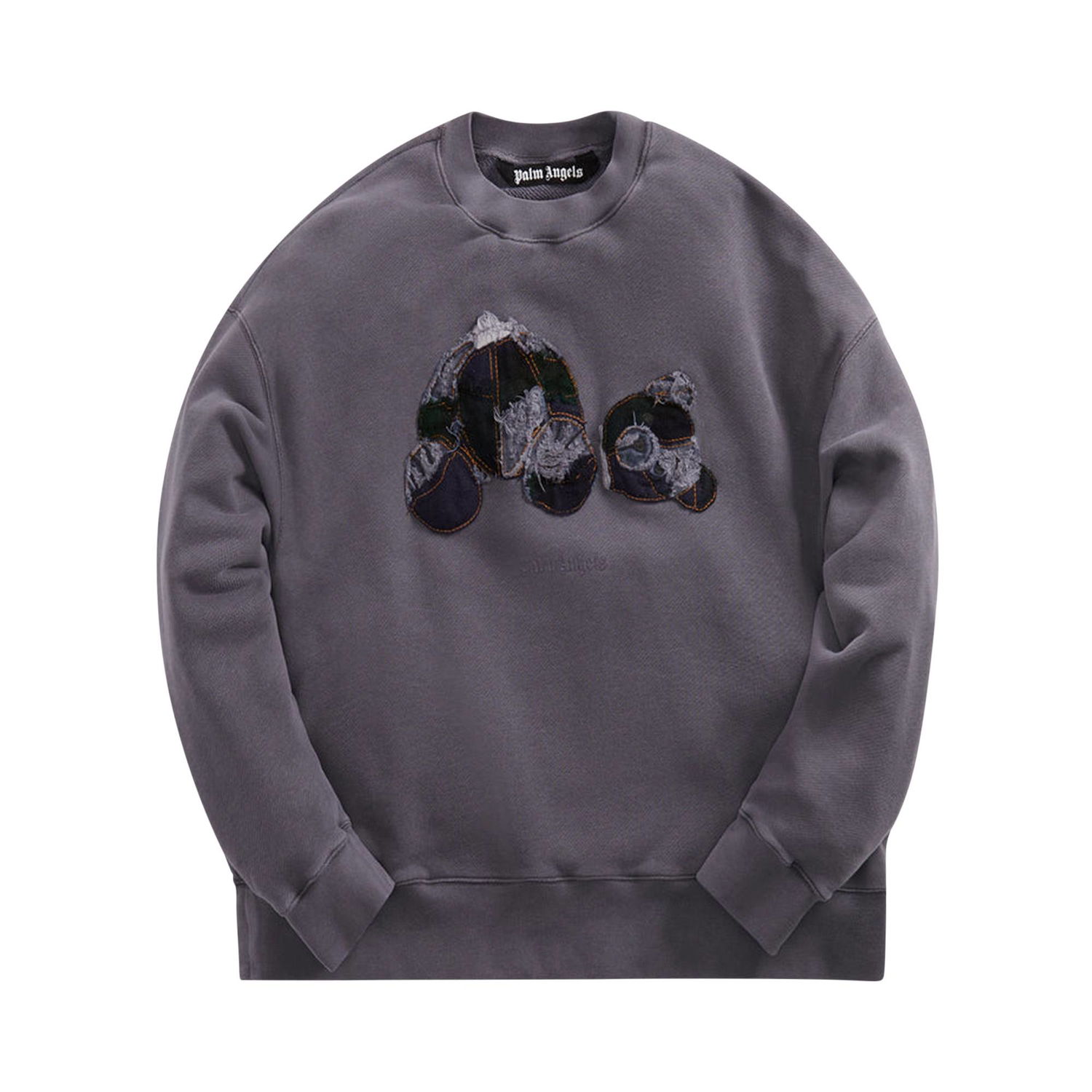 Mikina Palm Angels Patchwork Ripped Bear Crew Šedá | PMBA026F22FLE0024940, 1