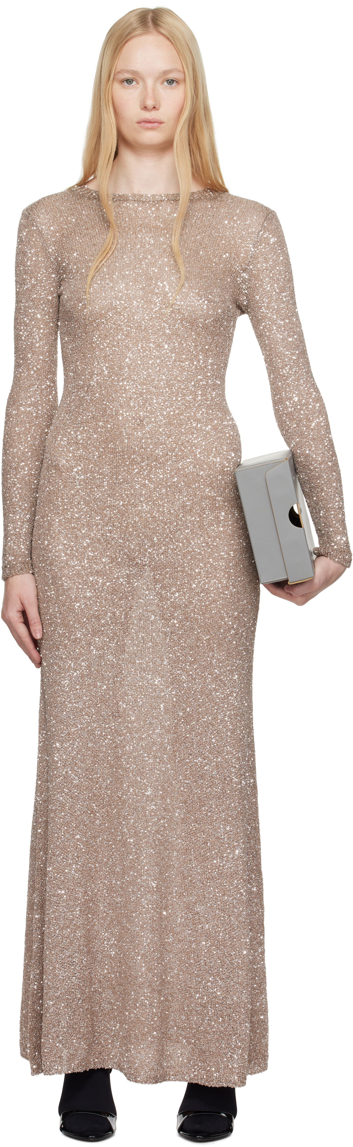 Šaty Balenciaga Balenciaga Sequin Maxi Dress Béžová | 818990 T7196, 0