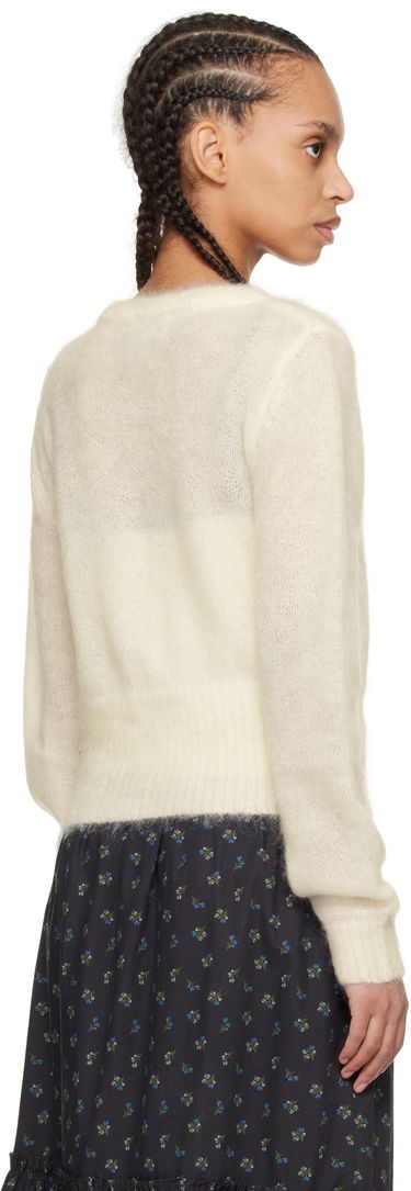 Sveter GANNI Fuzzy Tie String Cardigan Biela | K2343, 2