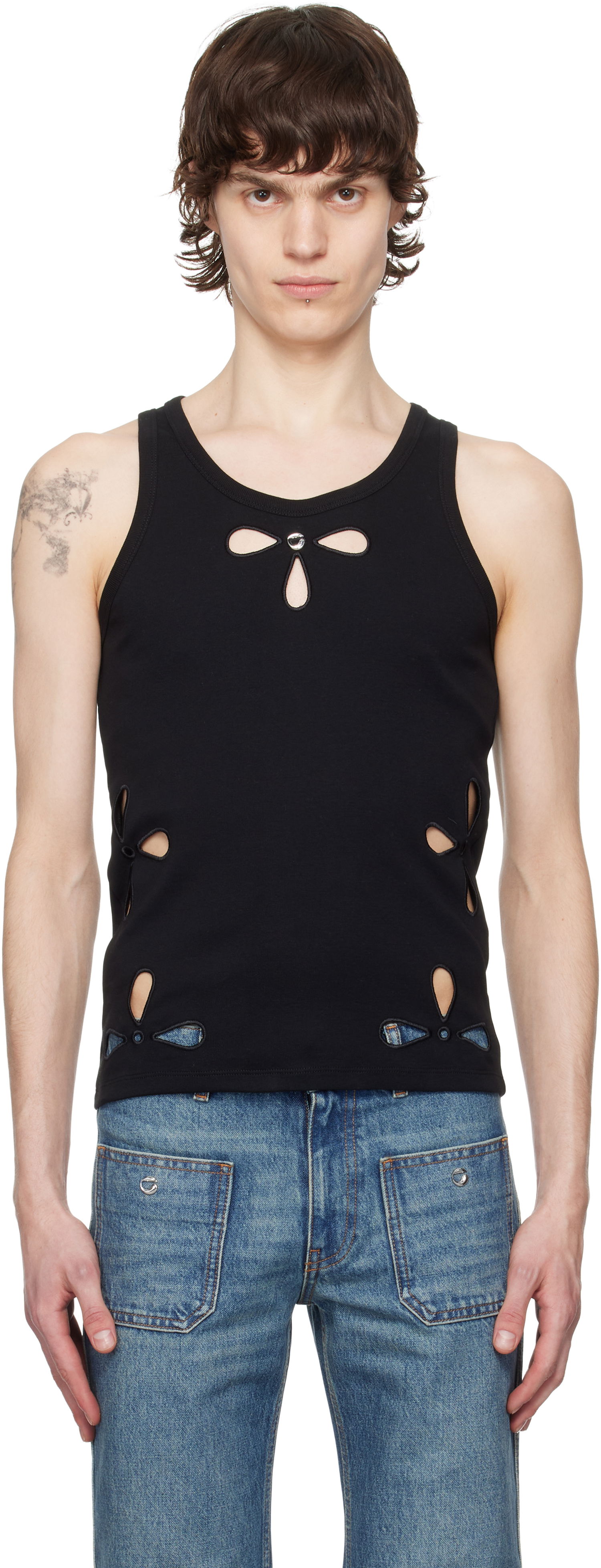 Tielko Coperni Coperni Petal Embroidered Tank Top Čierna | COPJS123F5012MEN, 0