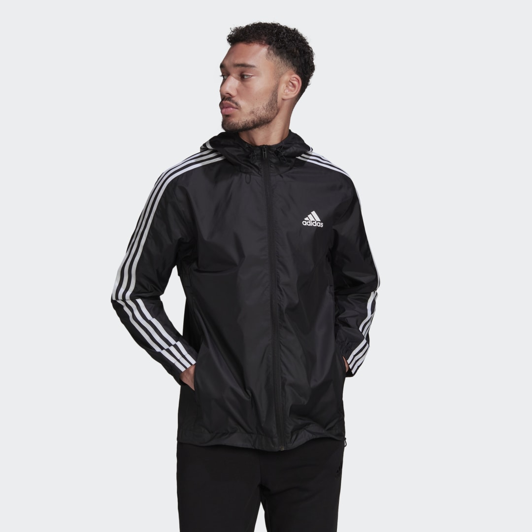 Vetrovka adidas Performance adidas Sportswear Essentials 3-Stripes Woven Windbreaker Čierna | HE4321, 0