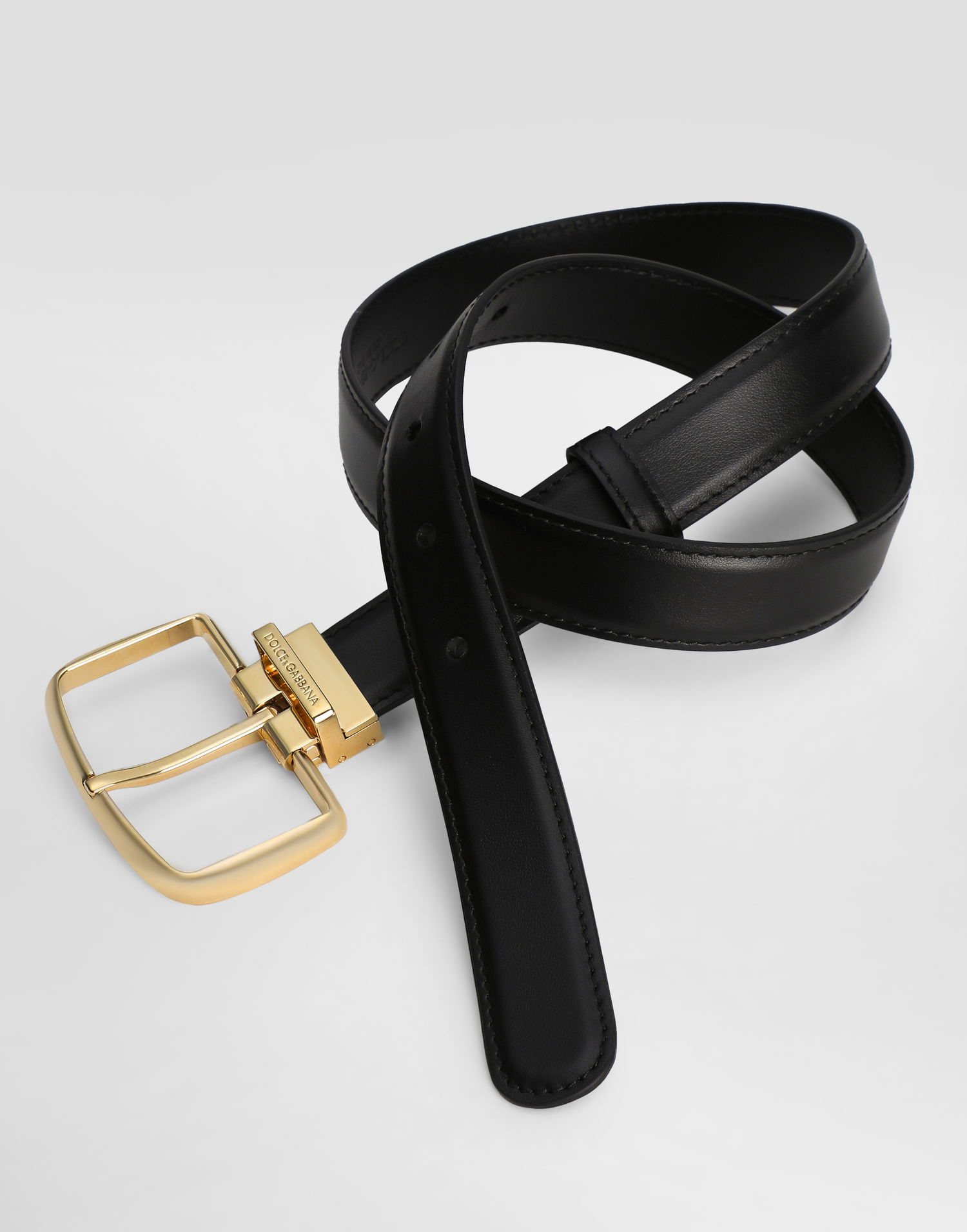 Opasok Dolce & Gabbana Dolce & Gabbana Smooth Calfskin Belt with Square Buckle Čierna | BE1666AW57680999, 1