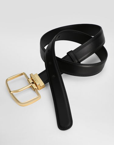 Opasok Dolce & Gabbana Dolce & Gabbana Smooth Calfskin Belt with Square Buckle Čierna | BE1666AW57680999, 1