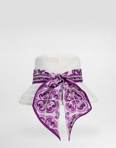 Klobúk Dolce & Gabbana Dolce & Gabbana Mat Bucket Hat with Purple Printed Scarf Biela | FH671AFU9AUW0001, 3