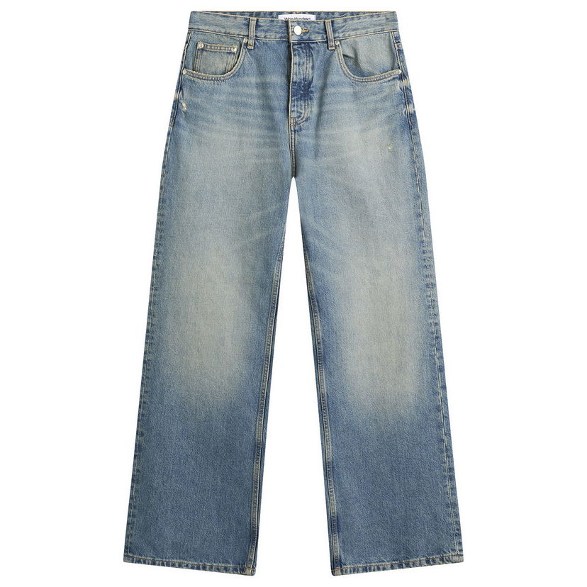 Džínsy Won Hundred Genoa Distressed High-Waist Wide-Leg Jeans Modrá | 3672-15028
