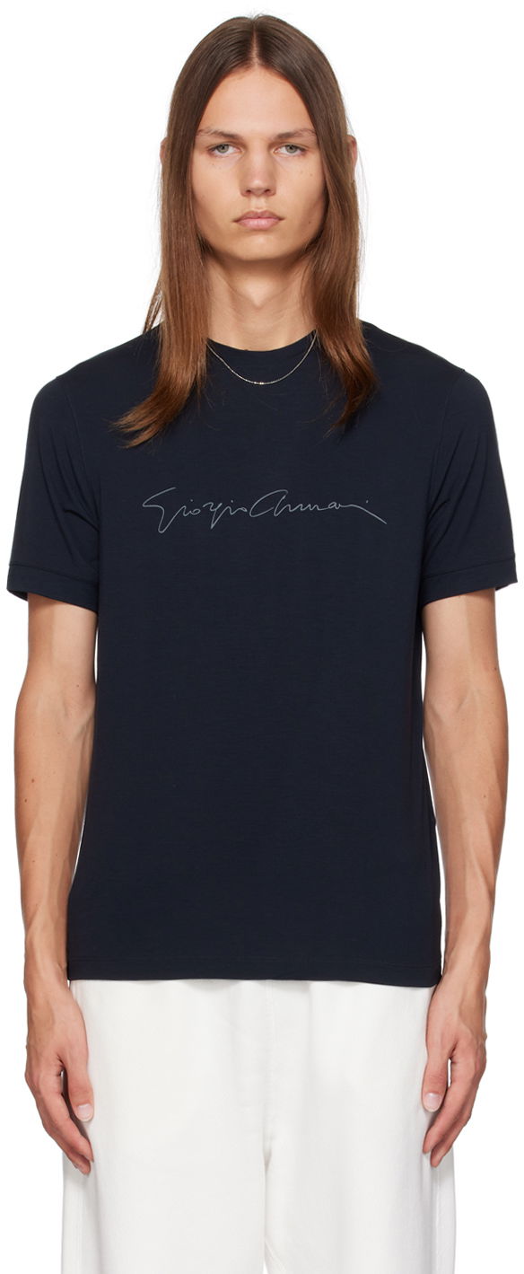 Tričko Giorgio Armani Printed T-Shirt Navy | 6GST56_SJP4Z_UBSG, 0