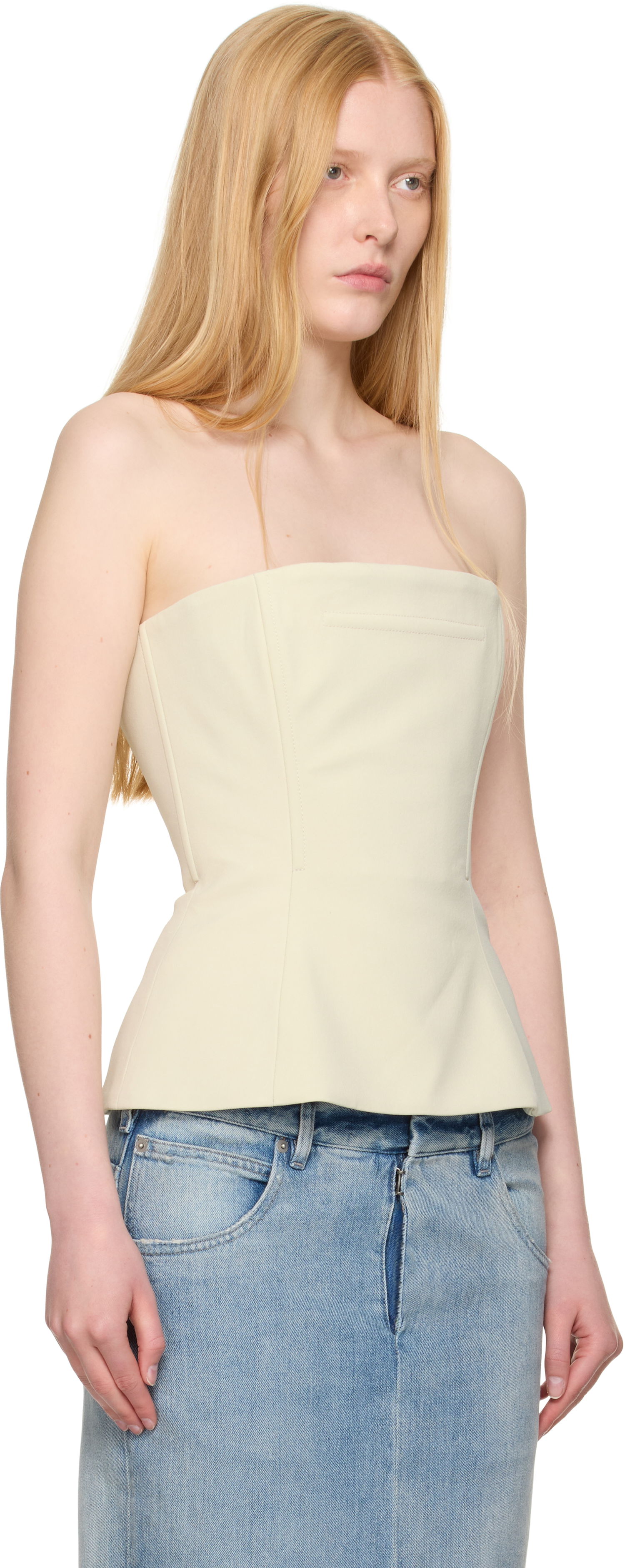Crop Top Jean Paul Gaultier Jean Paul Gaultier Exclusive Topstitching Corset Top Žltá | 25/03-W-TO337-W002-79, 1
