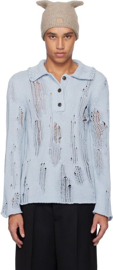Polo tričko Acne Studios Distressed Knit Polo Modrá | A60566-, 0