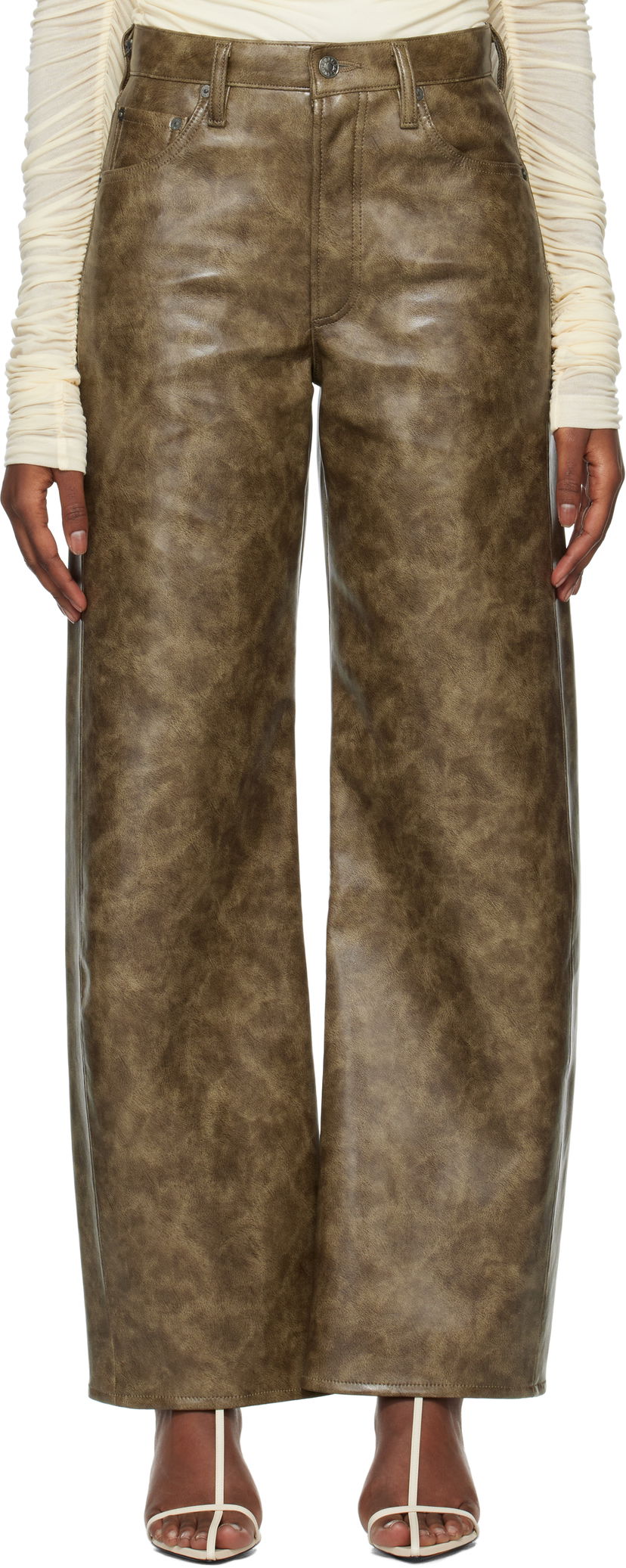 Nohavice AGOLDE Recycled Leather Pants Hnedá | A9231-1733