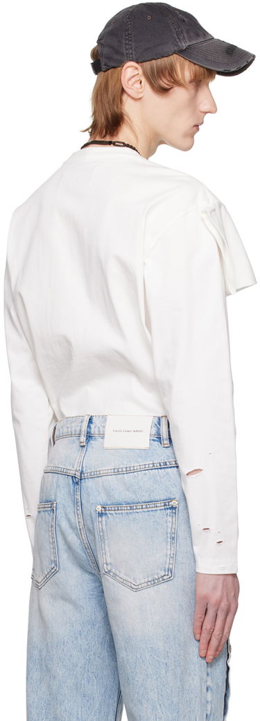 Tričko Feng Chen Wang Feng Chen Wang Distressed Long Sleeve T-Shirt Biela | FMS15LS01, 2