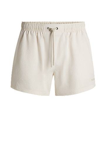 Plavky BOSS Seersucker Striped Swim Shorts Béžová | 50540042, 0