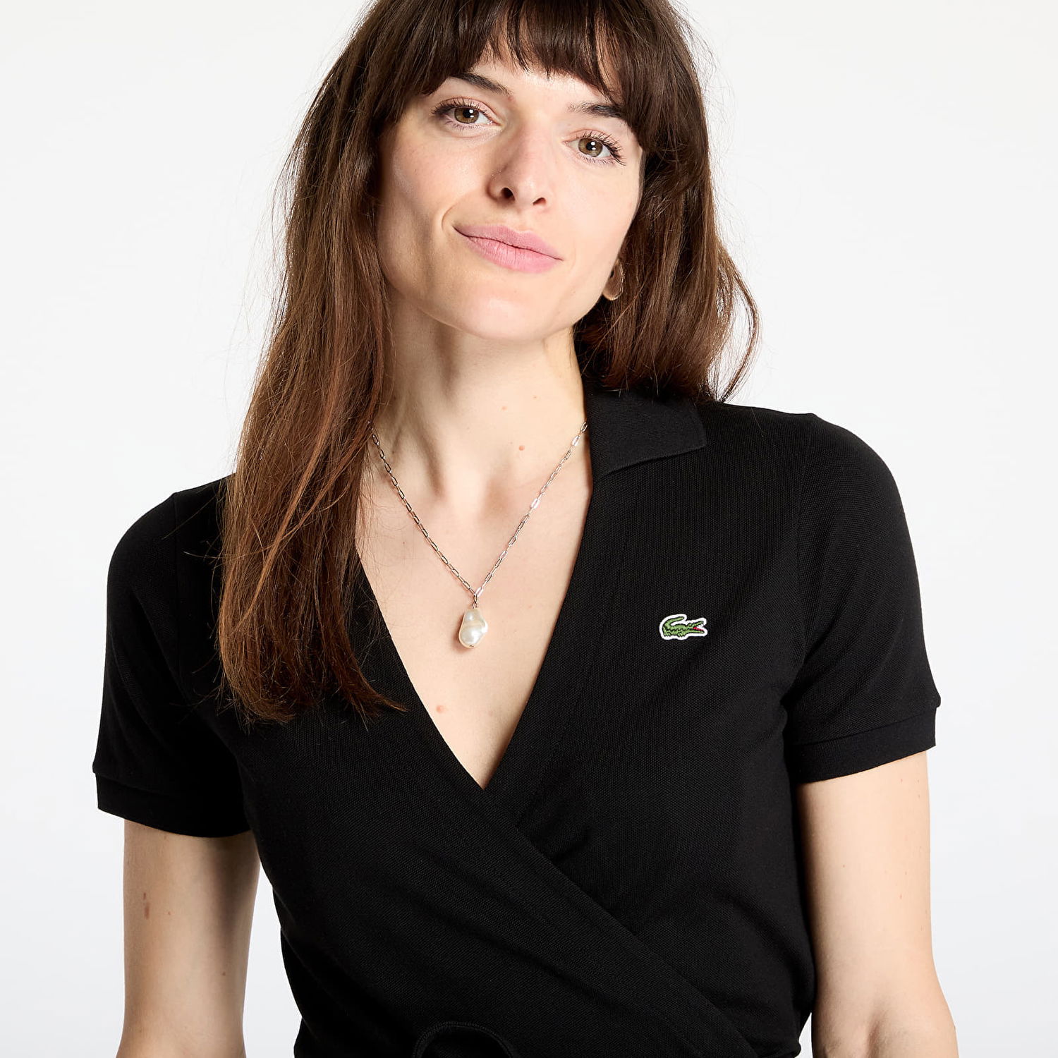 Šaty Lacoste Lacoste Stretch Mini Pique Wrap Dress Čierna | EF7252 031, 1