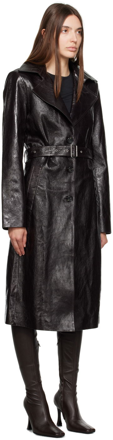 Belted Leather Trench Coat