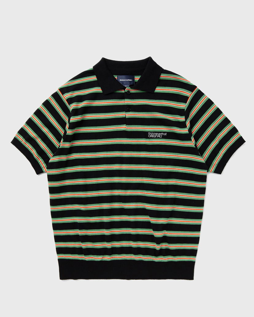 Polo tričko thisisneverthat Striped Knit Polo Čierna | TN241KKNPK02BLK