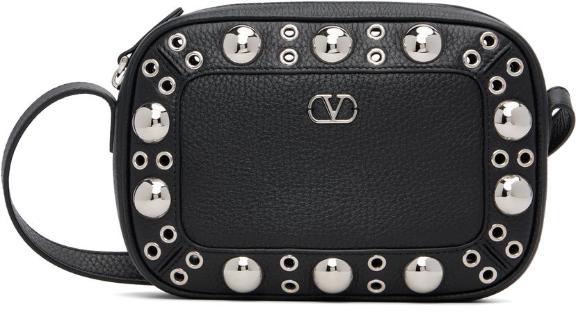 Taška cez rameno Valentino Valentino Garavani Nellcôte Calfskin Studded Shoulder Bag Čierna | 7Y2B0R74MJL