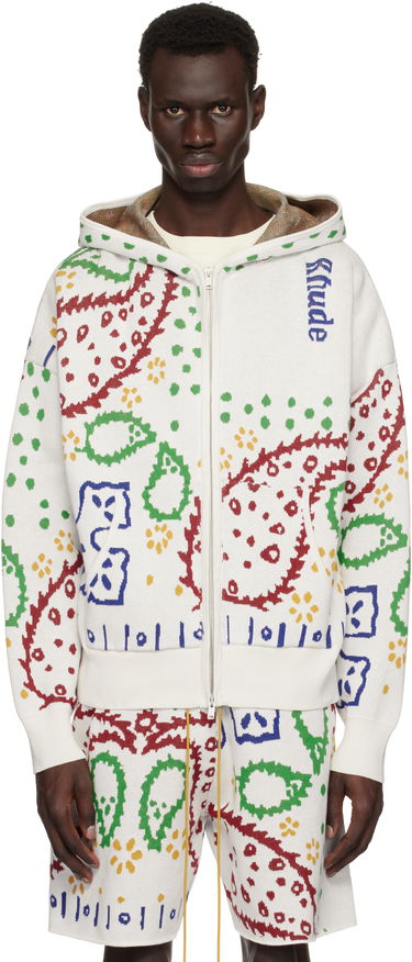 Mikina Rhude Rhude Bandana Knit Full-Zip Hoodie Biela | RHPS25HO01472, 0