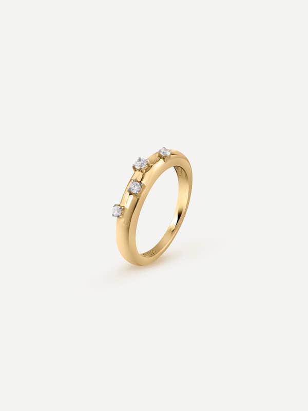 Prsteň GUESS Gold Ring With Clear Stones Metalická | JSBR04539JW
