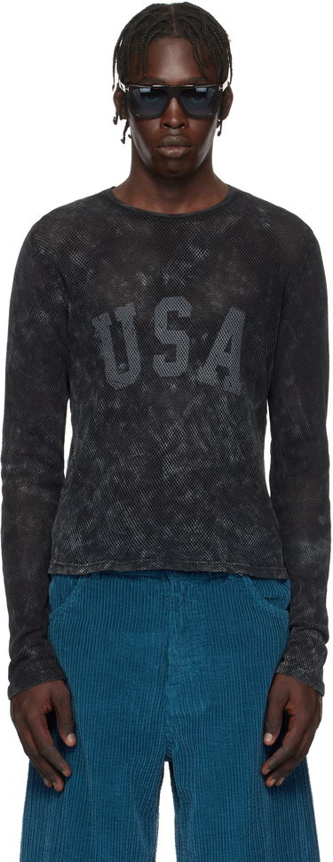 Tričko GUESS GUESS USA Front Lettering Long Sleeve T-Shirt Čierna | M4BP03KC4H0JTMU, 0