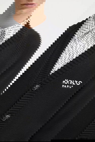 Sveter KENZO Kenzo Wool Blend Cardigan with Flower Design Čierna | FF65CA7443LA, 3