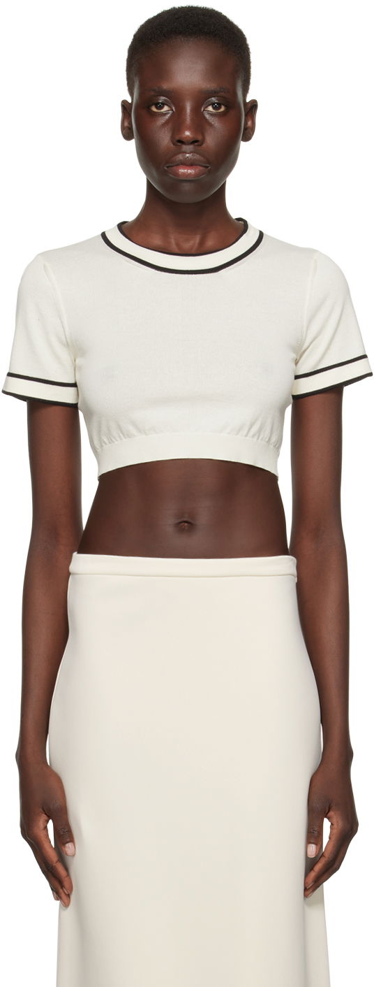 Crop Top Max Mara Max Mara Uscio Cropped T-Shirt Biela | 2411361042600, 0