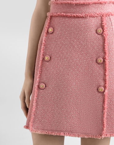 Sukňa Dolce & Gabbana Dolce & Gabbana Raschel Tweed Skirt with DG Logo Buttons Ružová | F4C03TGDCYKF0473, 3