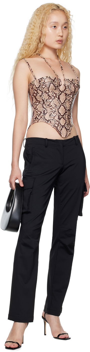 Crop Top Miaou Miaou Aphex Snakeskin Print Halter Tank Top Hnedá | 7046-CL-BPY-PU, 3