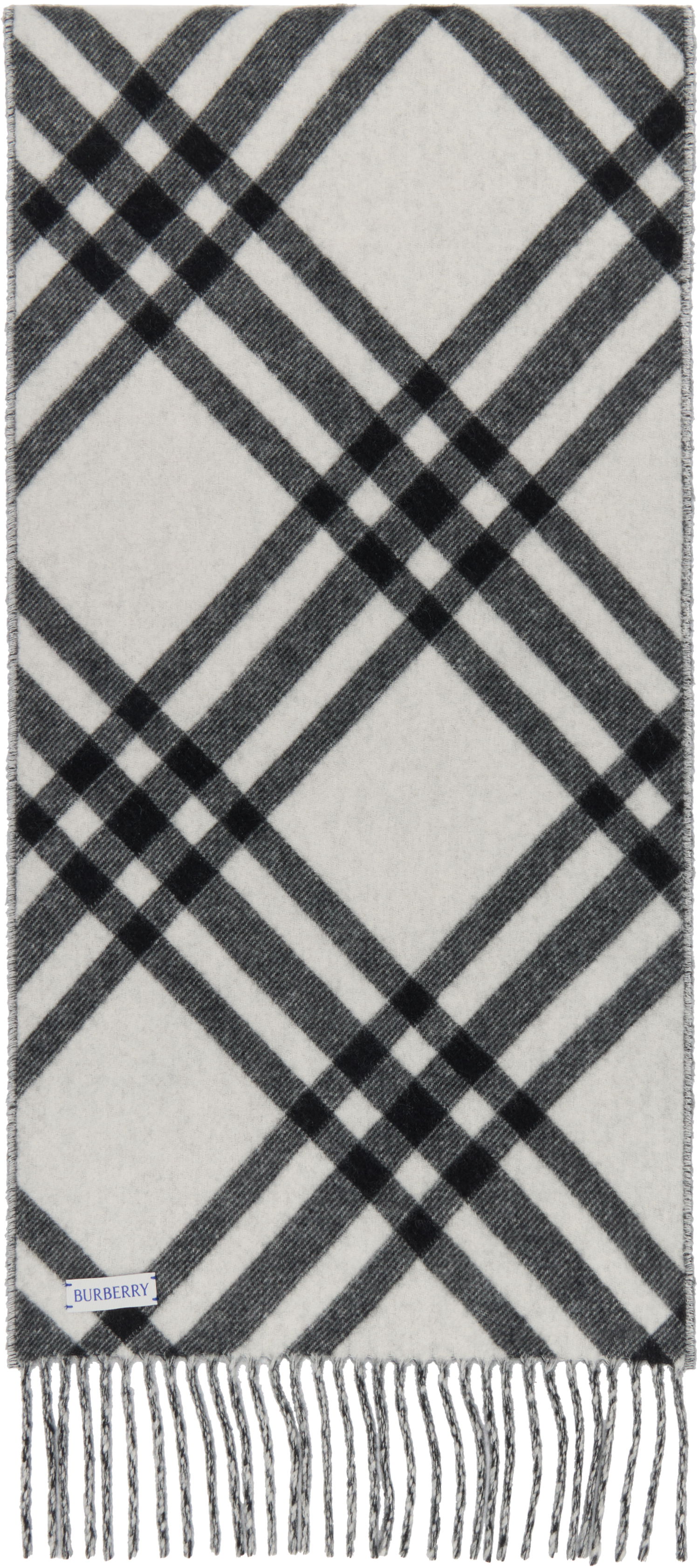 Šál Burberry Check Cashmere Scarf with Fringes Čierna | 8099650, 1