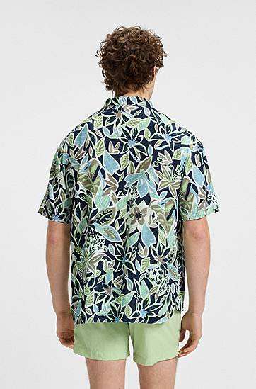 Košeľa BOSS Relaxed Fit Floral Print Beach Shirt Navy | 50540065, 1