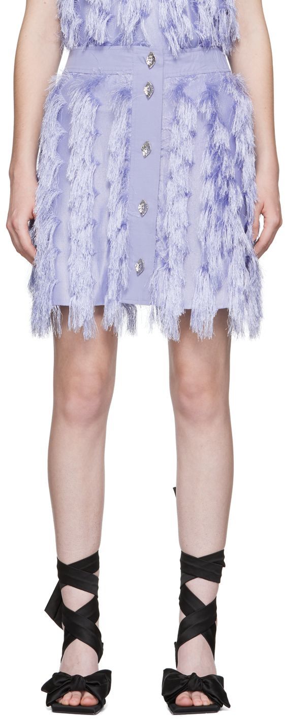 Sukňa GANNI GANNI Fringe Miniskirt Fialová | F7198