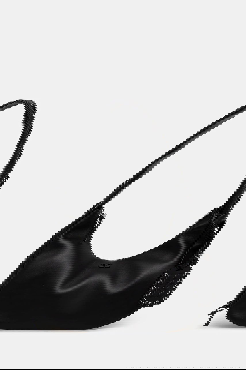 Kabelka GANNI Hobo Bag Medium Laces Čierna | A7295, 0