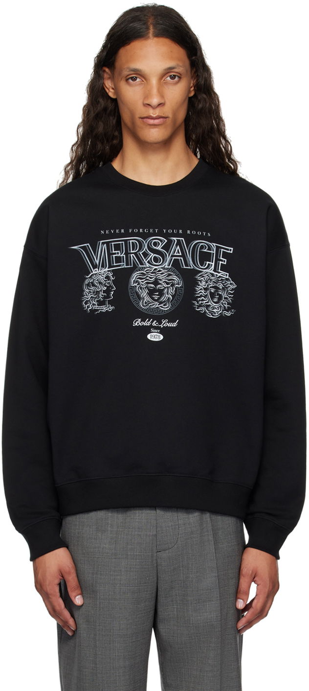 Tričko Versace Black Printed-Logo Sweatshirt Čierna | 1013969_1A11441, 0