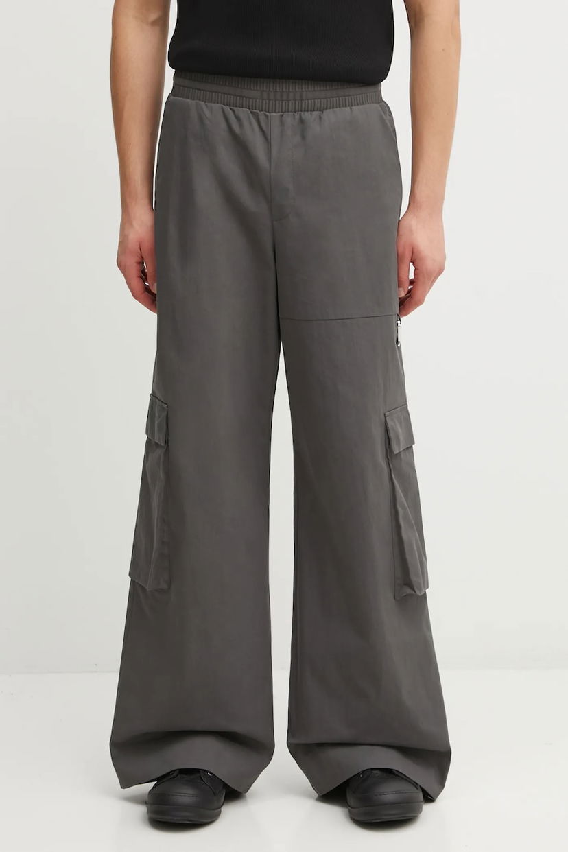Cargo nohavice HELIOT EMIL Wide Leg Elastic Waist Cargo Pants Šedá | AW25.M.10.207.DGY05.CO