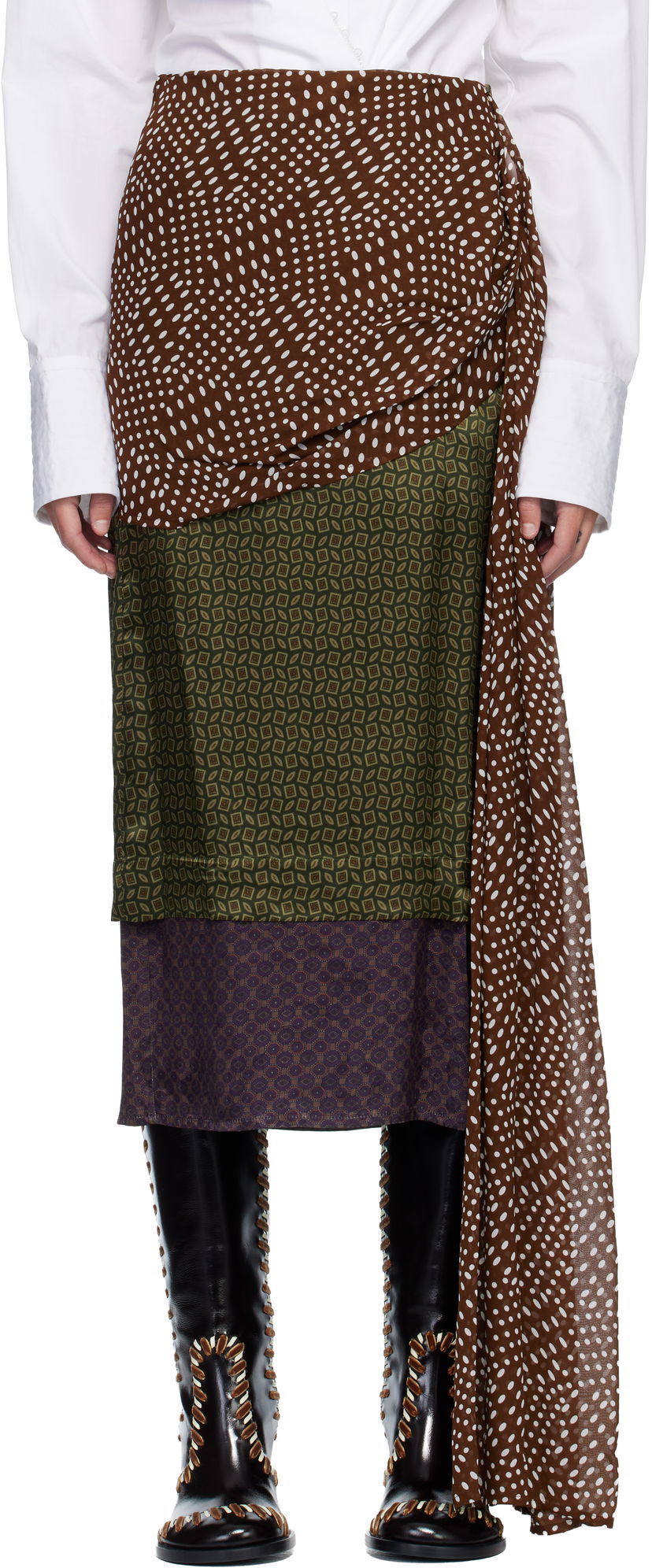 Sukňa Dries Van Noten Dries Van Noten Draped Silk Satin Midi Skirt Rôznofarebný | 252-010856-2110