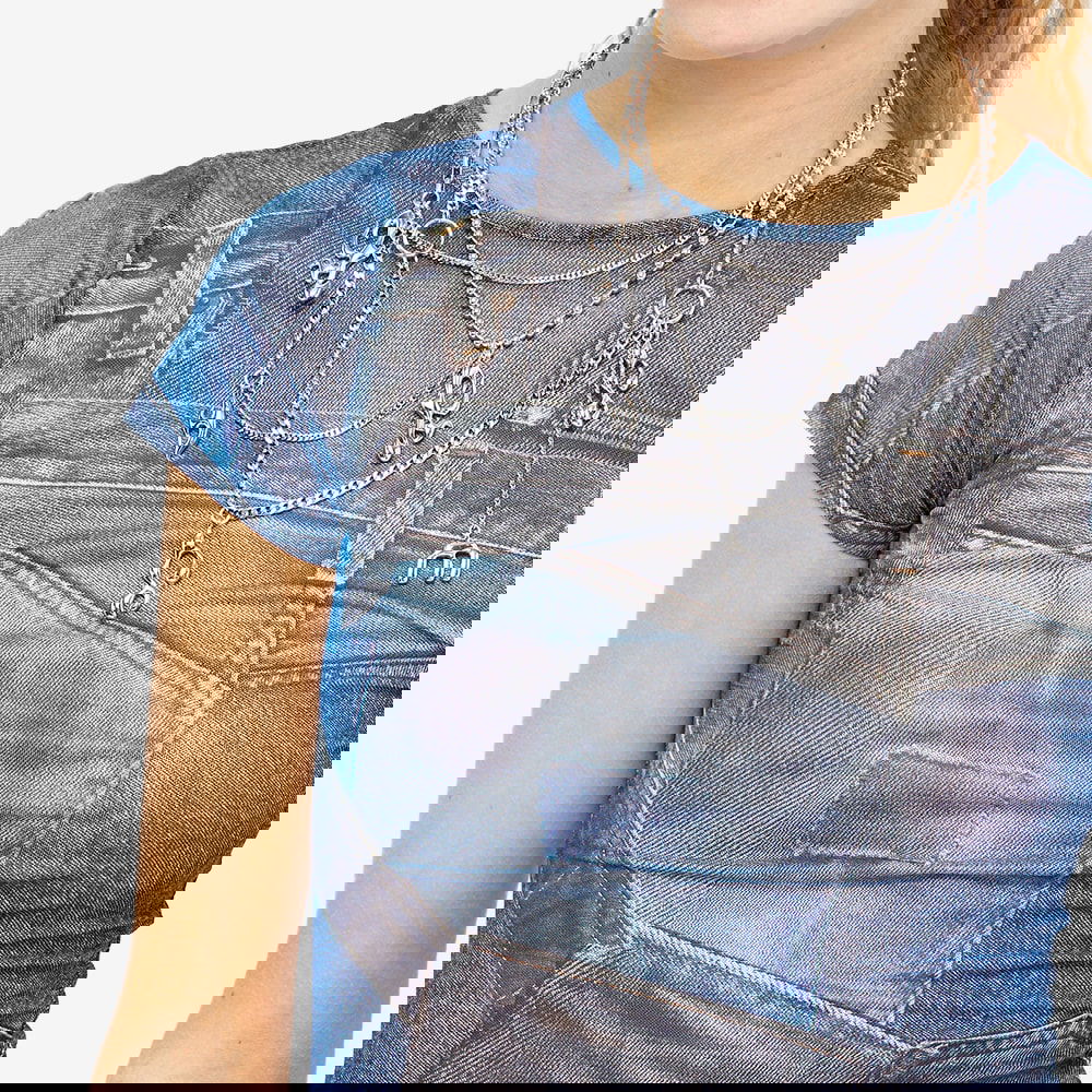 Miaou Mini Denim Print T-Shirt